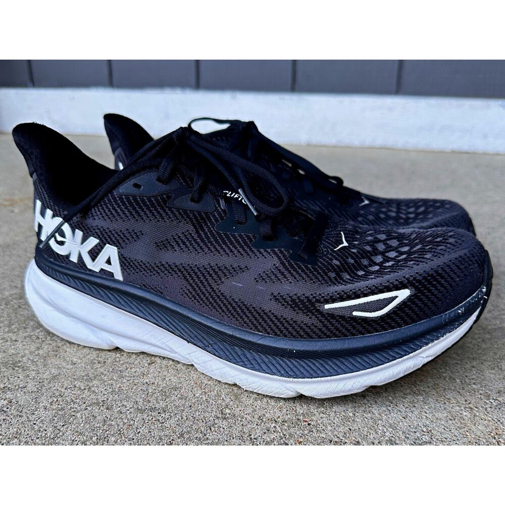 HOKA Clifton 9 Women’s Size 10 Black White Lightweight Running Shoes Athletic